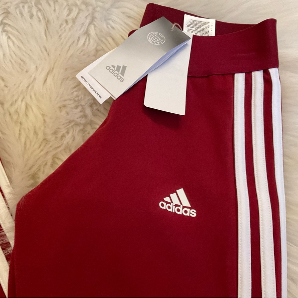 Adidas 3 Stripe Leggings / Tights - NWT - Size XS - Collegiate Burgundy - Picture 4 of 12